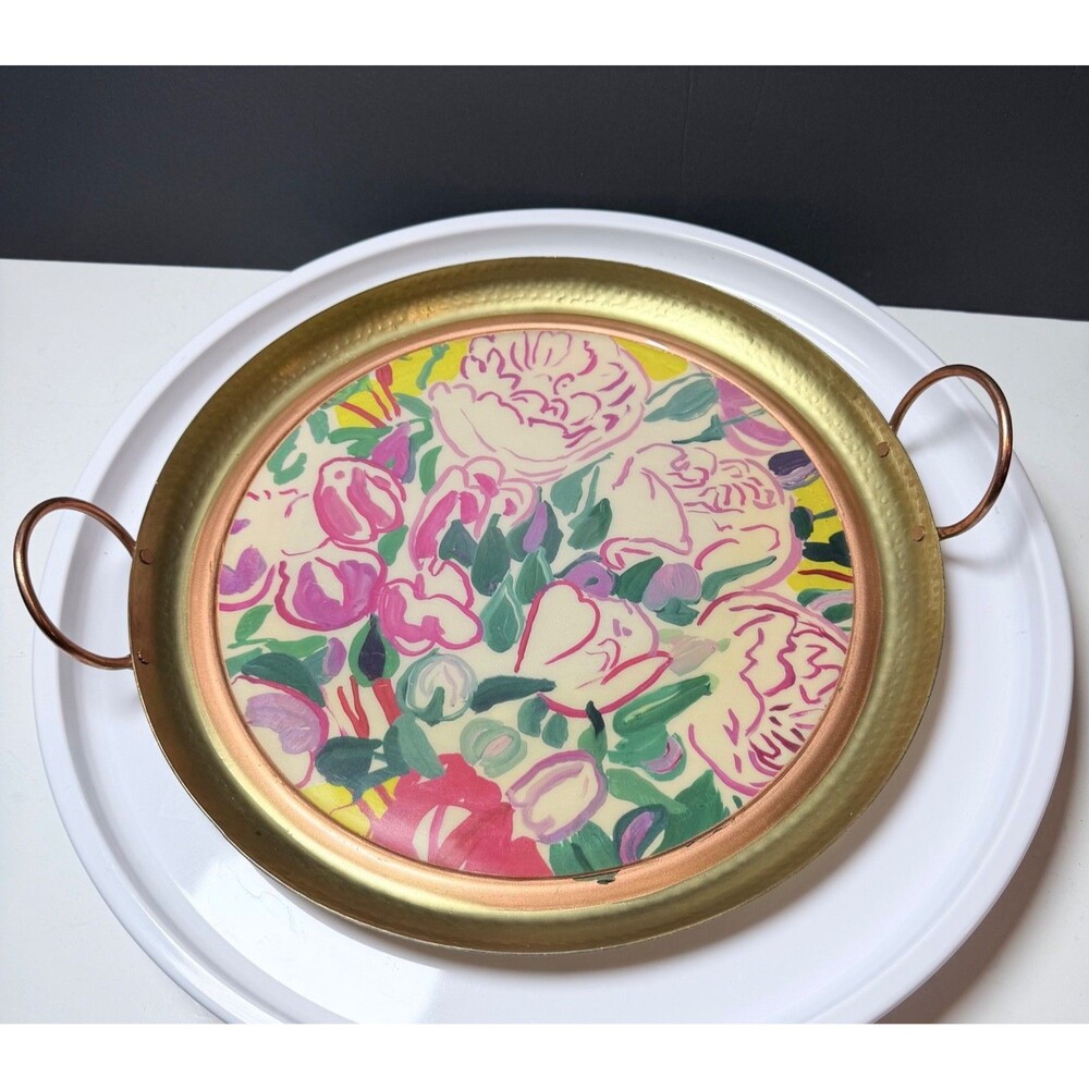 Anthropologie Paint & Petals Bridgette Thornton Floral 14" Metal Tray 2018